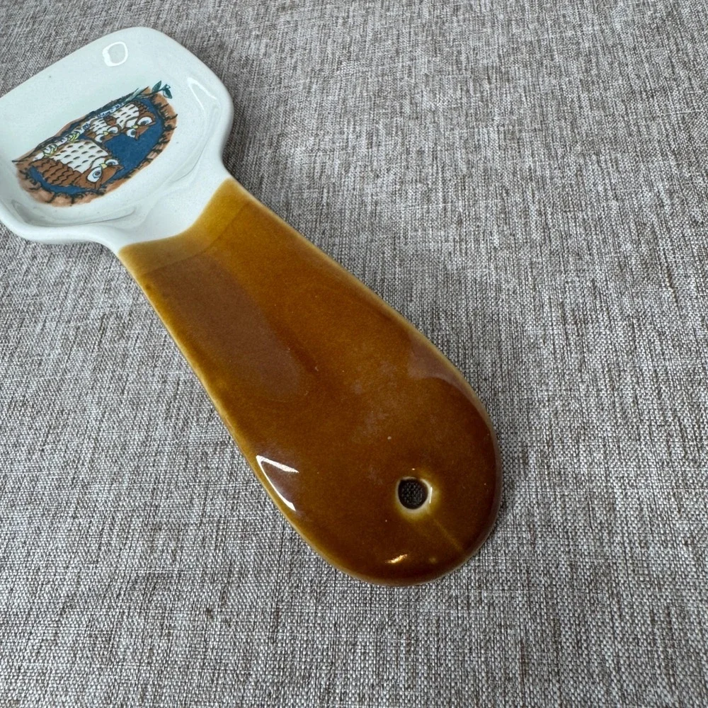 Vintage Otagiri Japan Hand Crafted Ceramic Owl MCM Spoon Rest Vintage 9